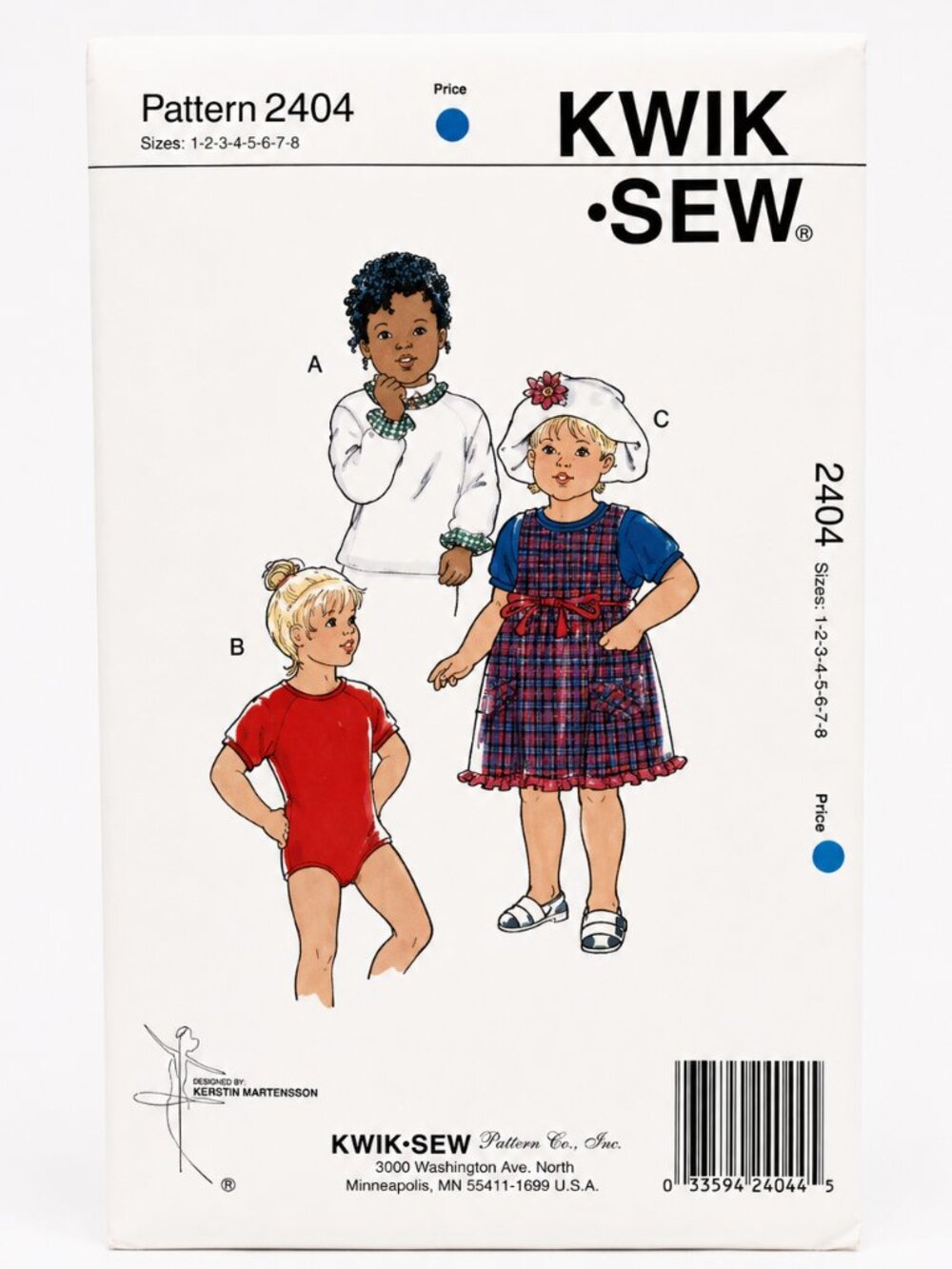 Kwik Sew Pattern 2404 Toddler Girls Outfit Sewing Pattern T1–T4